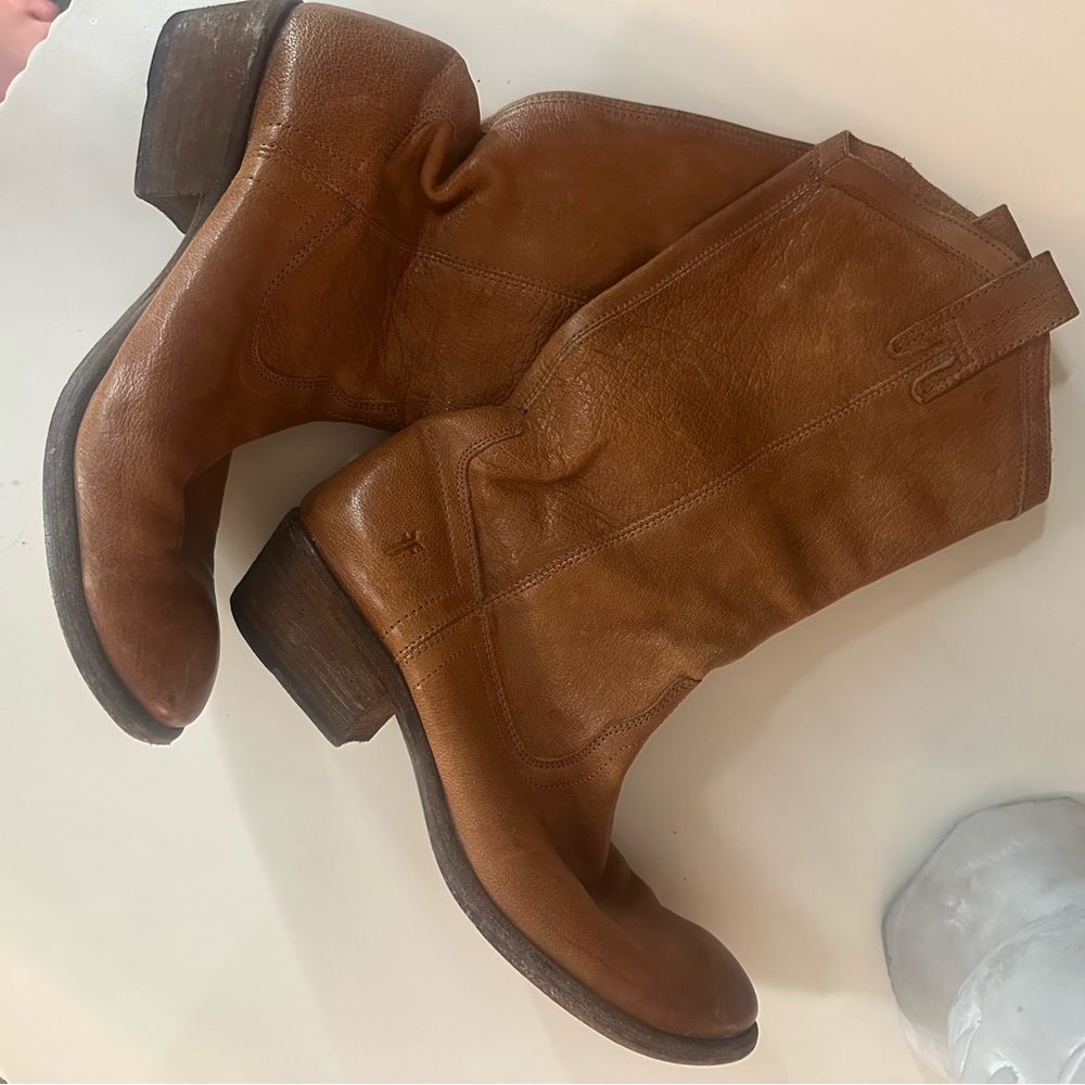 Frye Tan Leather Boots - Picture 2 of 6